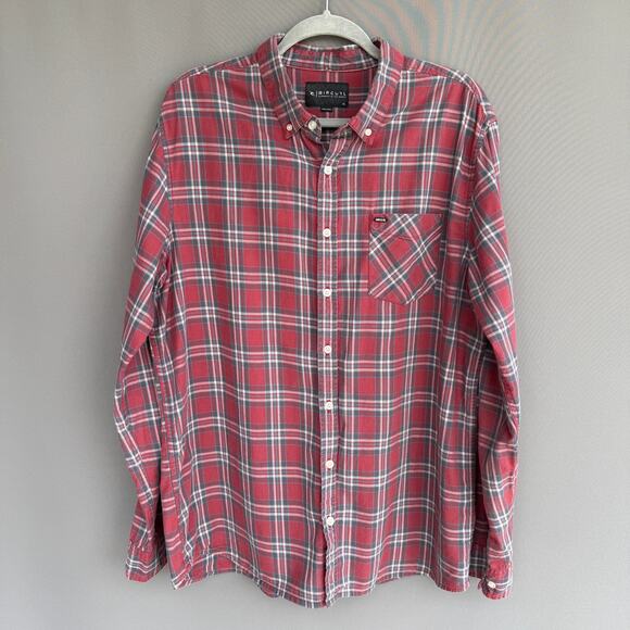 Mens Rip Curl plaid button up shirt - red - blue - casual - Christmas - size XL - Picture 1 of 9